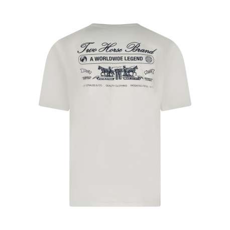 T-shirt en coton écru imprimé à coupe droite pourvu d'un col rond - Image 2