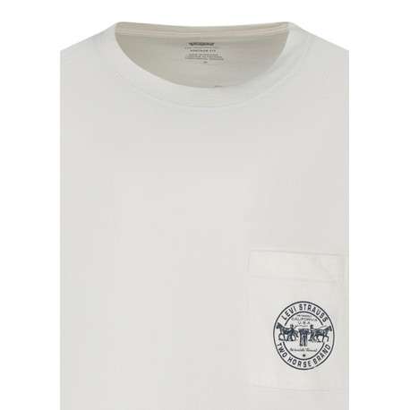 T-shirt en coton écru imprimé à coupe droite pourvu d'un col rond - Image 3
