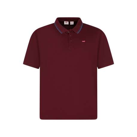 Polo en coton bordeaux à coupe droite pourvu d'un col boutonné