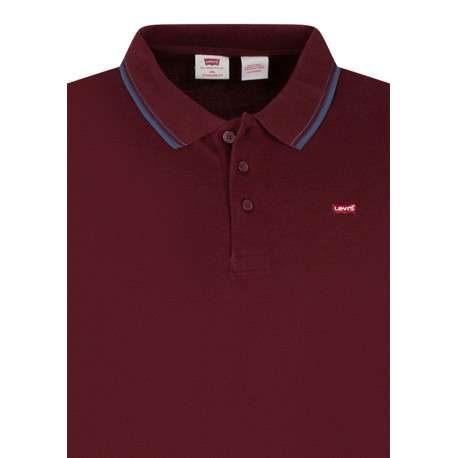 Polo en coton bordeaux à coupe droite pourvu d'un col boutonné - Image 3