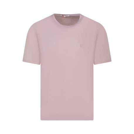 T-shirt en coton mauve à coupe droite pourvu d'un col rond et de manches courtes