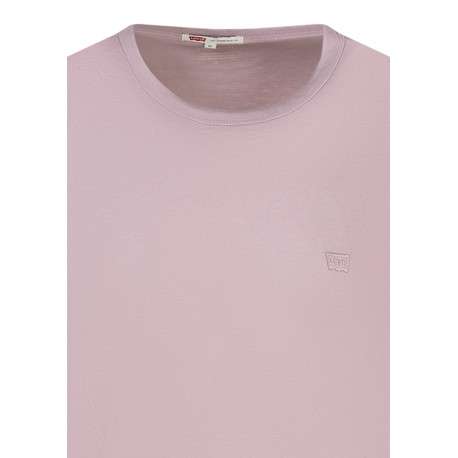 T-shirt en coton mauve à coupe droite pourvu d'un col rond et de manches courtes - Image 3