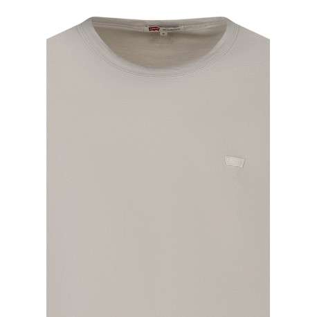 T-shirt en coton beige à coupe droite pourvu d'un col rond et de manches courtes - Image 3
