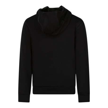 Sweat en coton mélangé noir uni à coupe droite muni d'une capuche et du logo - Image 2