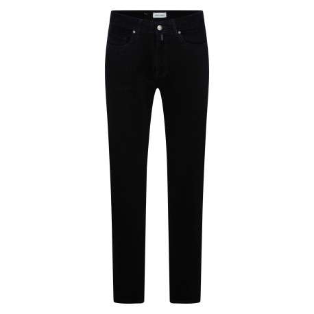 Pantalon en coton en velours côtelé bleu nuit uni pourvu d'une coupe droite