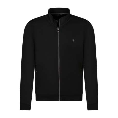 Sweat zippé en coton mélangé stretch noir pourvu d'un col semi-montant