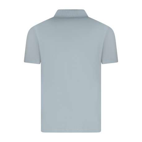 Polo en coton bleu clair avec une coupe droite pourvu d'un col boutonné - Image 2