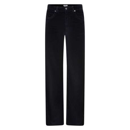 Pantalon en coton anthracite en velours côtelé muni d'une coupe bootcut