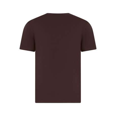 T-shirt en coton brun à coupe droite pourvu d'un fin col rond - Image 2
