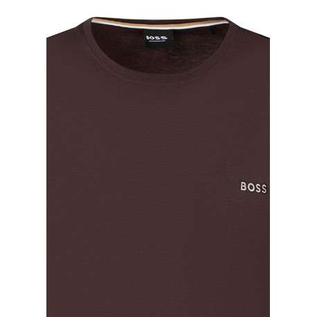 T-shirt en coton brun à coupe droite pourvu d'un fin col rond - Image 3