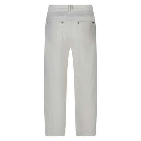 Pantalon 4 poches blanc à coupe ample pourvu d'une fermeture par zip et bouton - Image 2