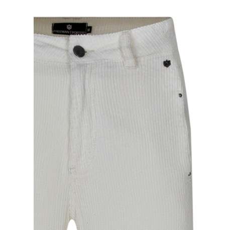 Pantalon 4 poches blanc à coupe ample pourvu d'une fermeture par zip et bouton - Image 3