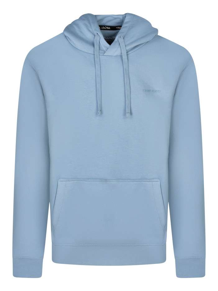 Sweat bleu uni à capuche...