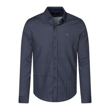 Chemise bleu marine à motifs floraux dotée d'une coupe ajustée