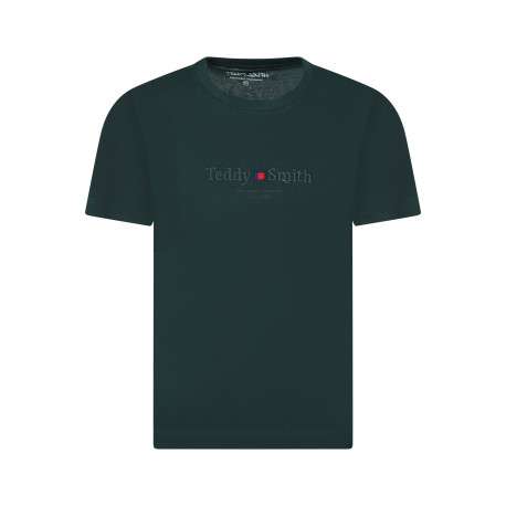 T-shirt en coton vert sapin avec une coupe droite et un col rond
