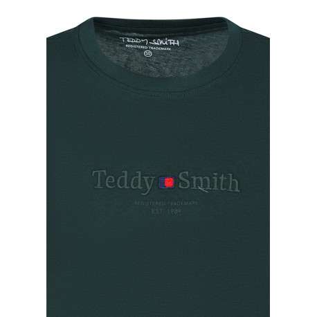 T-shirt en coton vert sapin avec une coupe droite et un col rond - Image 3