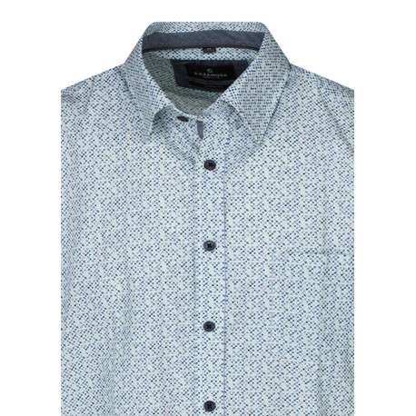 Chemise en coton bleue et verte à motifs dotée d'une coupe droite - Image 3