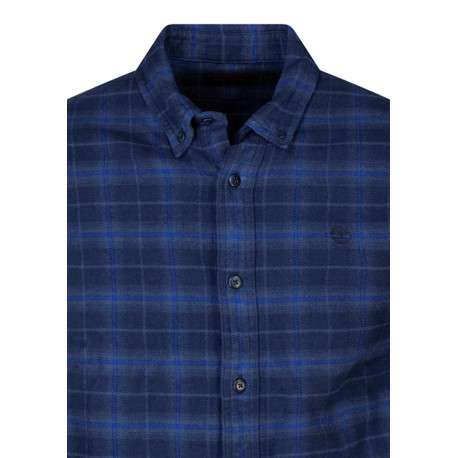 Chemise en coton bleu foncé à carreaux pourvue d'une coupe droite - Image 3