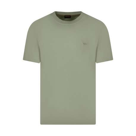 T-shirt en coton vert à coupe droite pourvu de manches courtes