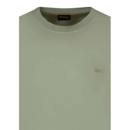 T-shirt en coton vert à coupe droite pourvu de manches courtes - Image 3