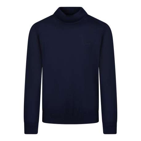 Pull marine à coupe droite pourvu d'un col montant et de manches longues