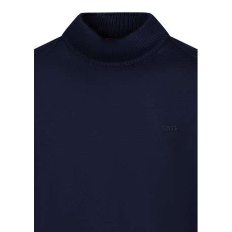 Pull marine à coupe droite pourvu d'un col montant et de manches longues - Image 3