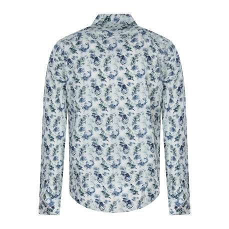 Chemise en coton bleue à motifs floraux dotée d'une coupe droite - Image 2