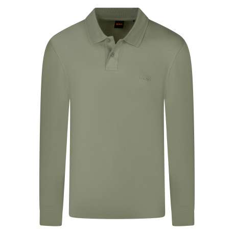 Polo en coton vert à coupe droite pourvu d'un col à revers boutonné