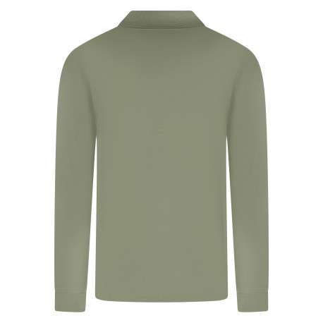 Polo en coton vert à coupe droite pourvu d'un col à revers boutonné - Image 2