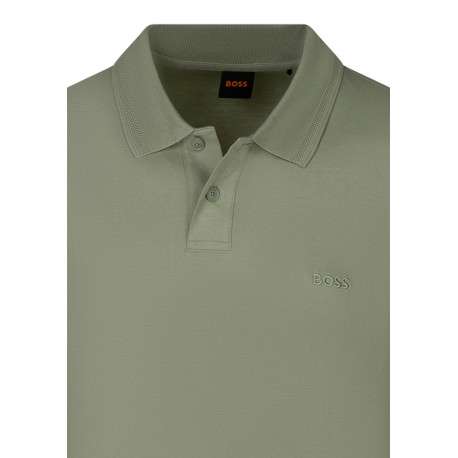 Polo en coton vert à coupe droite pourvu d'un col à revers boutonné - Image 3