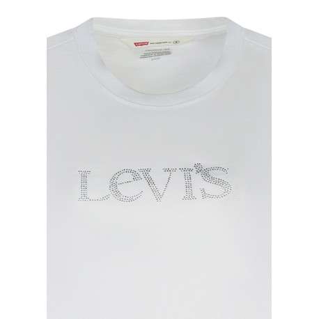 T-shirt en coton blanc à coupe droite pourvu d'un col rond et de manches courtes - Image 3