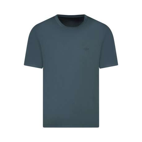 T-shirt en coton vert à coupe droite pourvu d'un col rond et de manches courtes
