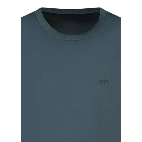 T-shirt en coton vert à coupe droite pourvu d'un col rond et de manches courtes - Image 3
