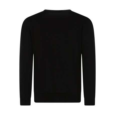 Pull noir à coupe droite pourvu d'un col rond et des manches longues - Image 2