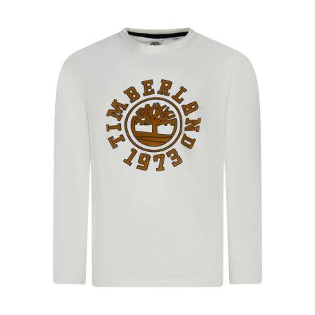T-shirt à manches longues en coton blanc orné d'un imprimé logotypé