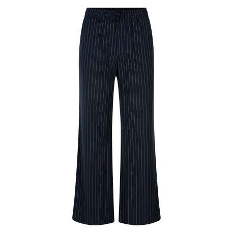 Pantalon marine à rayures coupe bootcut pourvu d'une taille élastiquée
