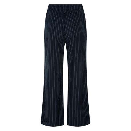 Pantalon marine à rayures coupe bootcut pourvu d'une taille élastiquée - Image 2