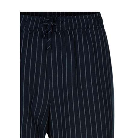Pantalon marine à rayures coupe bootcut pourvu d'une taille élastiquée - Image 3