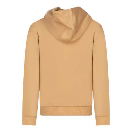 Sweat à capuche en coton mélangé beige à coupe droite avec un logo bleu - Image 2