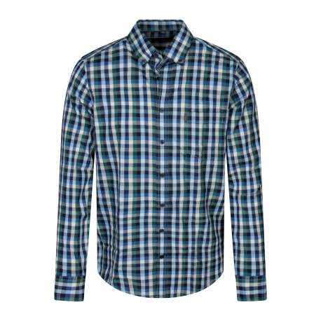 Chemise en coton à carreaux avec une coupe droite et un col américain