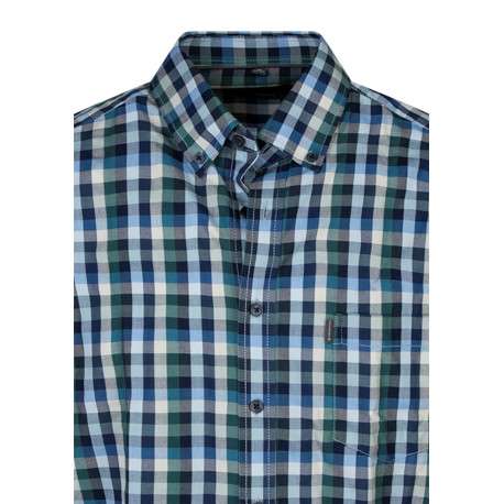 Chemise en coton à carreaux avec une coupe droite et un col américain - Image 3