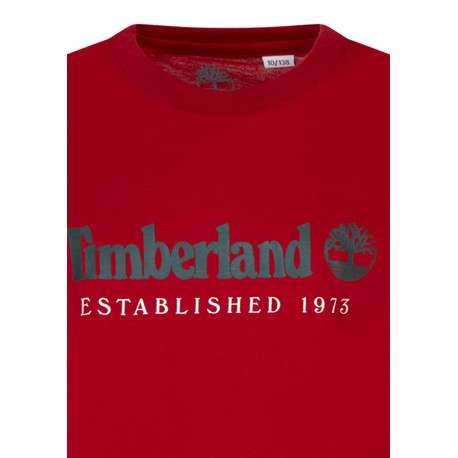 T-shirt en coton rouge imprimé à coupe droite muni d'un col rond - Image 3