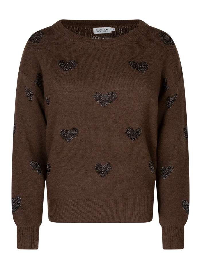 Pull marron à motifs coupe...
