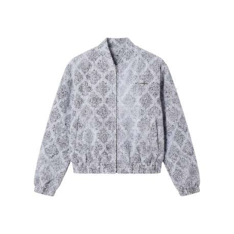 Veste bomber à motifs losanges géométriques gris et noir à coupe large