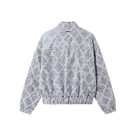 Veste bomber à motifs losanges géométriques gris et noir à coupe large - Image 2