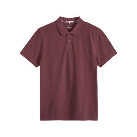Polo en coton bordeaux à coupe droite pourvu d'un col à revers boutonné
