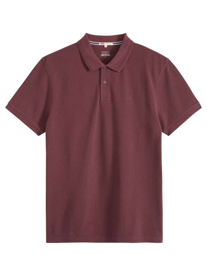 Polo en coton bordeaux à...