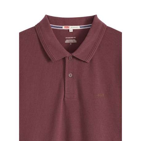 Polo en coton bordeaux à coupe droite pourvu d'un col à revers boutonné - Image 2