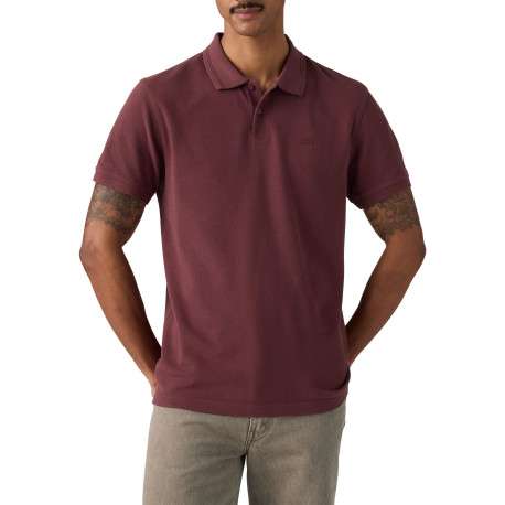 Polo en coton bordeaux à coupe droite pourvu d'un col à revers boutonné - Image 3