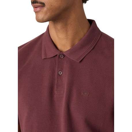 Polo en coton bordeaux à coupe droite pourvu d'un col à revers boutonné - Image 5